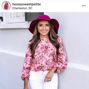 LOFT Petite Floral Draped Sleeve Top